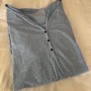 LL Bean Blue Cotton Modal Henley Size L